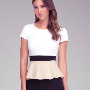 Bebe Colorblock Peplum Top - Size M (EUC)